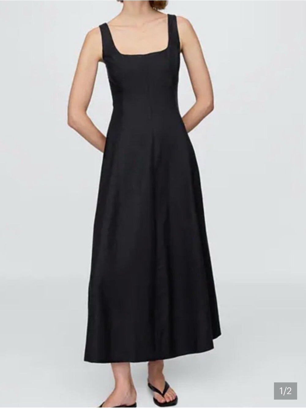 Long, linen blend A-line tank dress by Gap